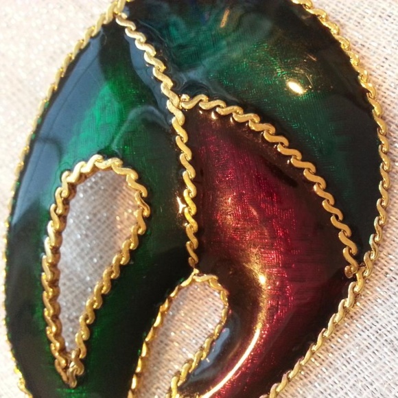 ♥️VINTAGE ARTISAN♥️Gold Plated Enamel Brooch - Picture 2 of 4